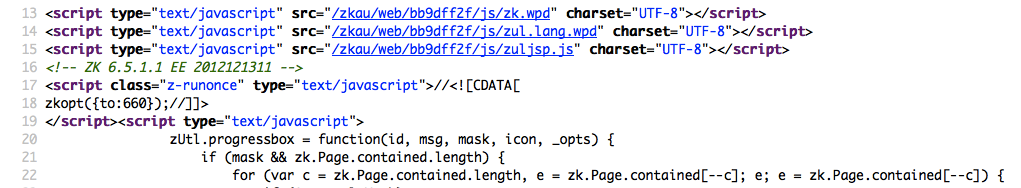 ZK Framework HTML Source Sample